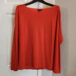 Eileen Fisher 100% Merino Wool Boat Neck Sweater Color Orange Size L